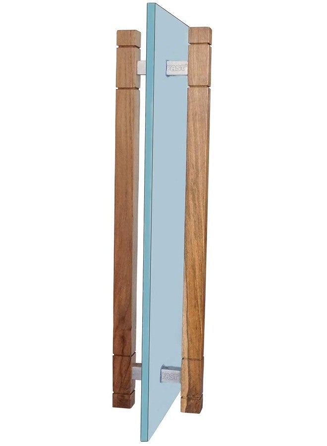 FAST DH204 304 Stainless Steel & Wooden Metal Square Glass Door Pull Handle 1 Set OR 2 Pcs for Main & Room Door (300MM) - Image 4